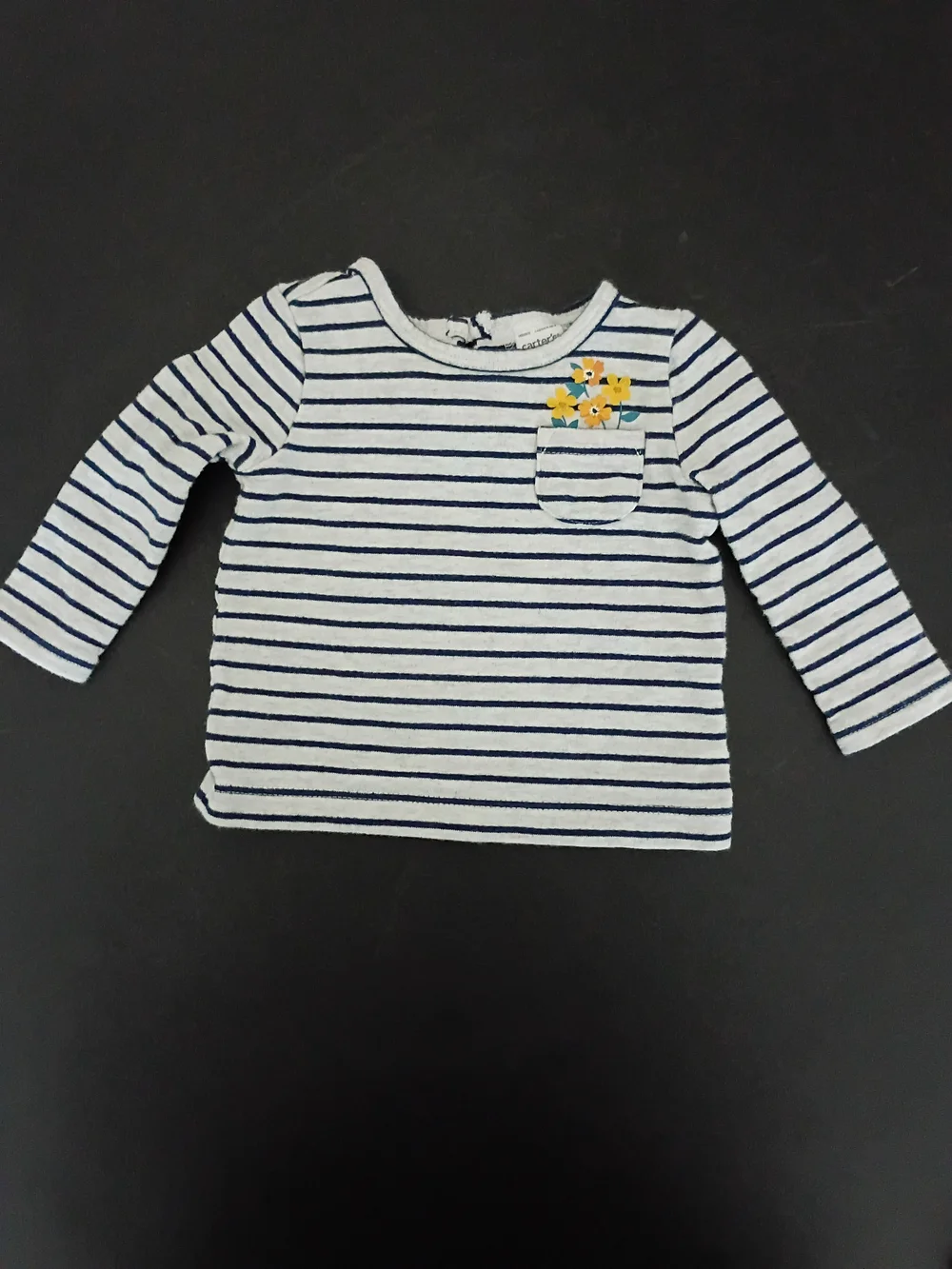 Carter's Baby Girl 2-Piece Striped Long Sleeve Pocket Top & Denim Jeans - Size 6